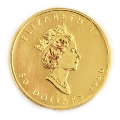 null Une monnaie en or du Canada Feuille d'érable, "Fine Gold 1oz or pur 9999" 1990....