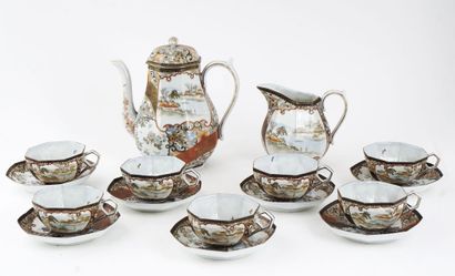 null Fine porcelain earthenware tea set from Satsuma including seven plates, seven...