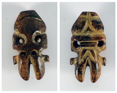 null Set of 16 archaic pendants in various hard stones, representing anthropomorphic...