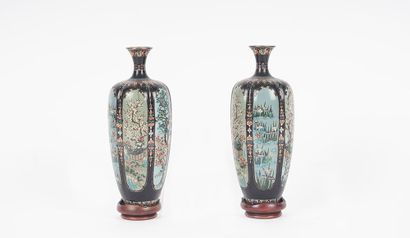 null VASES

Pair of Japanese cloisonné vases, decorated with cherry blossoms, maple...