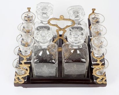 null Napoleon III period liqueur cellar in inlaid wood it discovers a serving tray...