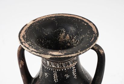 null Ancient amphora vase Pelike Gnathian, black glazed terracotta with two handles,...