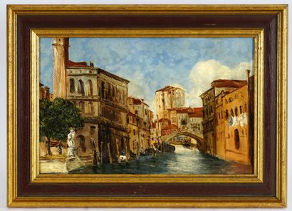 null ÉCOLE ITALIENNE XIXe

À la manière d'Ippolito CAFFI

"Venezia"

Huile sur toile

Titrée...