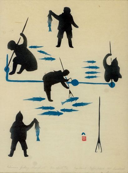 null NIVIAKSIAK (1908-1959)

"Eskimos Fishing Through Ice"

Stencil

Signed, dated...