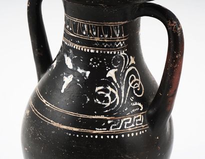 null Ancient amphora vase Pelike Gnathian, black glazed terracotta with two handles,...