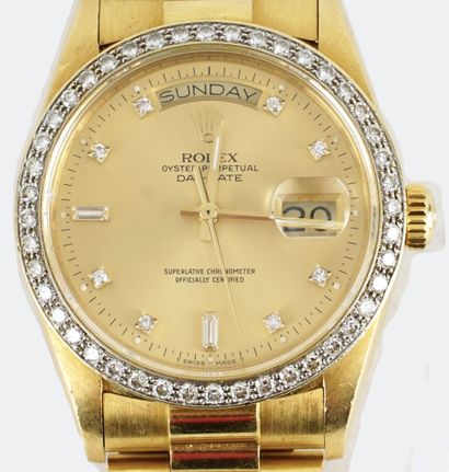 null ROLEX 18K

Rolex Oyster Perpetual watch in 18K gold and set with diamonds, model...