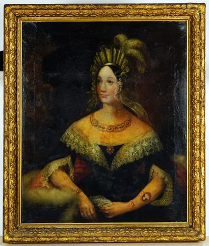  ÉCOLE EUROPÉENNE XVIIIe 
Portrait d'une noble dame 
Huile sur toile 
 
Provenance:...