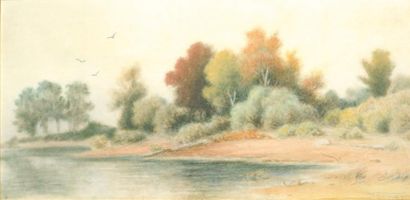 VERNER, Frederick Arthur RCA (1836- 1928) "Automne, Lac Erié" Aquarelle Signée en...