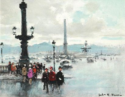 HERVÉ, Jules René (1887-1981) "Place de la Concorde" Huile sur toile Signée en bas...