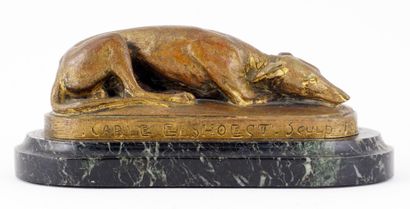 null ELSHOEST, Carle (active 19th c.)

Greyhound

Bronze with gilt patina on marble...