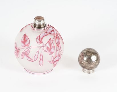 null "Webb Tri-color Cameo Glass Perfume Bottle, frosted colorless ball-form layered...
