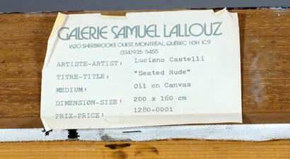 null CASTELLI, Luciano (1951)

"Seated nude"

Huile sur toile

Signée et datée au...