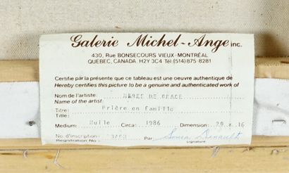 null DE GRÂCE, Nérée (1920-2002) 

"Prière en famille" 

Oil on canvas

Signed on...