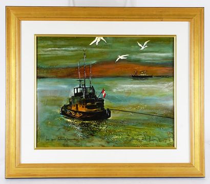 null HUDON, Normand (1929-1997)

"Les gros bateaux paresseux"

Acrylique sur toile...