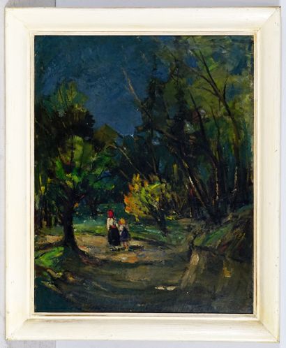  ROSENBLUT, Iosif (1894-1975) 
Walk in the Forest 
Oil on cardboard 
Signed and dated...