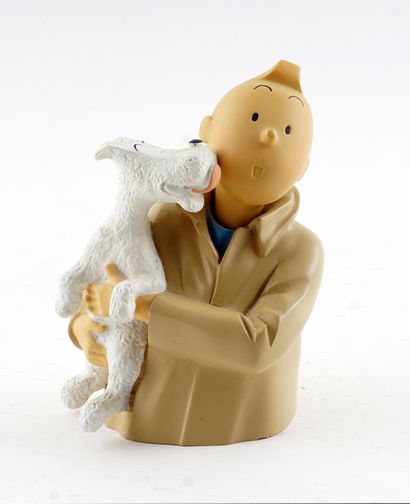 null LEBLON-DELIENNE 

Figurine de collection en résine polychrome « Tintin léché...