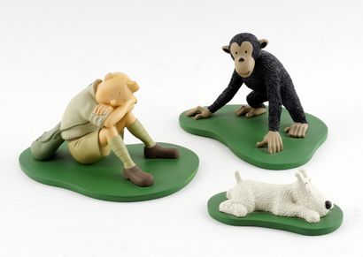 null HERGÉ / MOULINSART 

Figurines de collection en résine polychrome Tintin dort,...