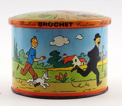 null LOMBARD 

Belle boîte en métal réalisée en 1965 pour les bonbons « Brochet »....