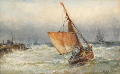 HAYES, Edwin (1819-1904) Marine aquarelle sur papier signée en bas à droite: e hayes...
