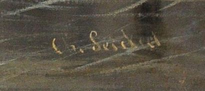 LEICKERT, Charles (1816-1907) Scène d'hiver Huile sur toile signée en bas à droite:...