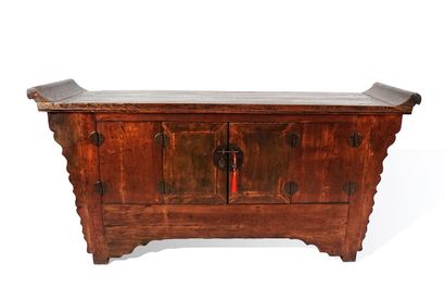 null Sideboard opening with two wooden doors, raised edges, inverted pyramidal shape.

China,...