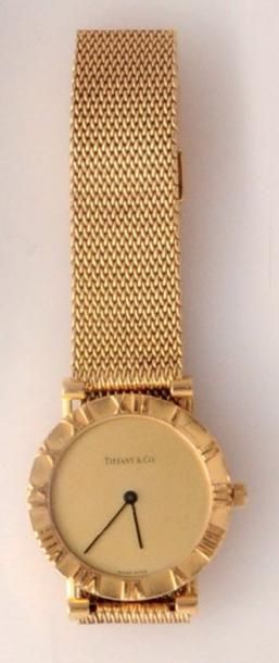 null Bracelet-montre d'homme en or jaune 18K (poinçconnée), cadran doré, mouvement...