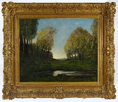  HARPIGNIES, Henri Joseph (1819-1916) 
Landsacpe 
Oil on canvas 
Signed and dated...