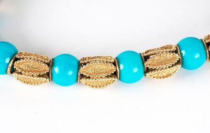 null OR TURQUOISE / GOLD TURQUOISE

Bracelet en or jaune 18K présentant une alternance...