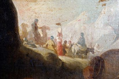  D'Après Bartolomé Esteban MURILLO (1618-1682) 
Moises frappant le rocher 
Huile...