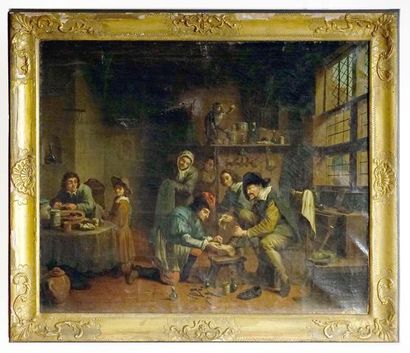  HOREMANS, Jan Jozef I (1682-1752/59) 
"Le barbier-chirurgien" 
Huile sur toile 
Signée...