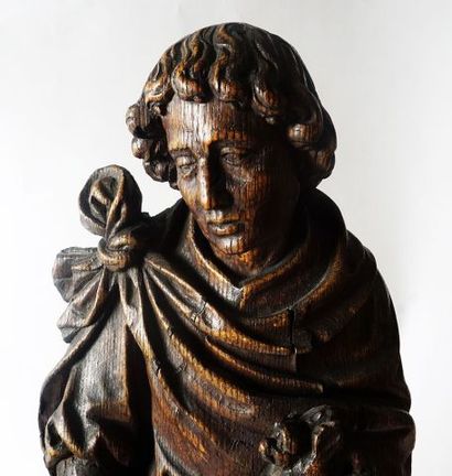 null Rare et fine sculpture en bois du 16ème siècle.

St Jean l'apôtre et évangéliste...