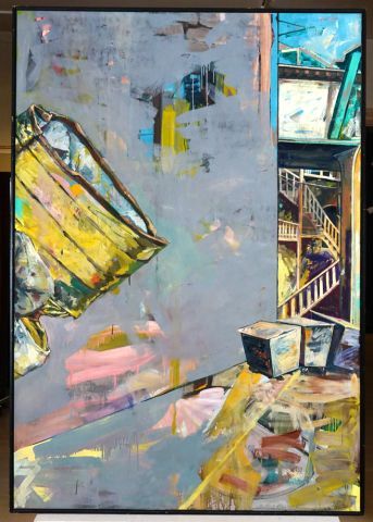  ROTHHAAR, Bärbel (1957-) 
"Tribeca Rhinoceros" 
Oil on canvas - Diptych 
Signed,...