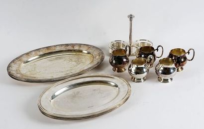 null CHRISTOFLE silverware lot including 5 creamers and 8 serving trays (L: 32.5cm...