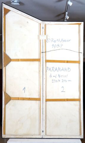  ROTHHAAR, Bärbel (1957-) 
"Parahand" 
Oil on canvas - Triptych 
Signed, dated, titled...