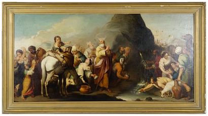  After Bartolomé Esteban MURILLO (1618-1682) 
Moses striking the rock 
Oil on board...