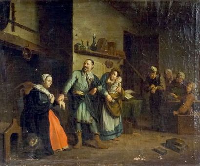  HOREMANS, Jan Jozef I (1682-1752/59) 
"Le médecin" 
Huile sur toile 
Signée en bas...