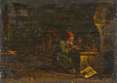  FLEMISH SCHOOL 18TH C. 
The alchemist 
Oil on board 
 
Provenance: 
Collection of...