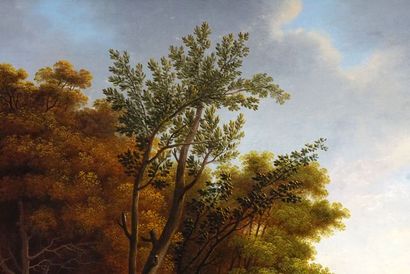  DE LANDERSET, Joseph (1753-1824) 
Paysage à l'écluse 
Huile sur toile 
Signée et...