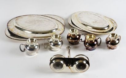 null CHRISTOFLE silverware lot including 5 creamers and 8 serving trays (L: 32.5cm...