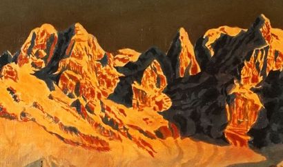  ARNEGGER, Alois (1879-1963) 
Sans titre - Paysage de montagnes 
Huile sur toile...