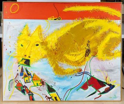  BRUNEAU, Kittie (1929-) 
Sans titre - Chimère jaune 
Huile sur toile 
Signée et...