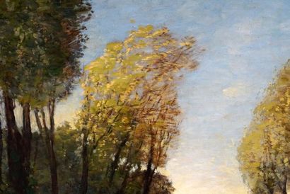  HARPIGNIES, Henri Joseph (1819-1916) 
Paysage 
Huile sur toile 
Signée et datée...
