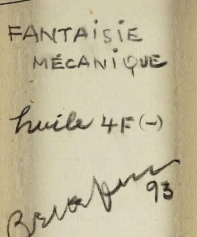  BELLEFLEUR, Léon (1910-2007) 
"Fantaisie mécanique" 
Huile sur toile 
Signée et...