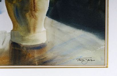  TOUGAS, Pierre (1949-) 
"Iris Sauvage" 
Aquarelle sur papier Arches 
Signée en bas...