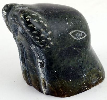 null INUIT SCHOOL 20th C.

Hunter, seal head and bird

Lot of 3 sculpted soapstones

H:...