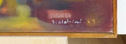  SCALABRINI, Rita (1919-1999) 
"La brunante" 
Huile sur carton toile 
Signée et daté...