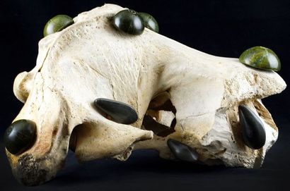  MINA (Mina MANNUK) (1934-) 
Phantasy 
Bear skull with stone carvings insertions...