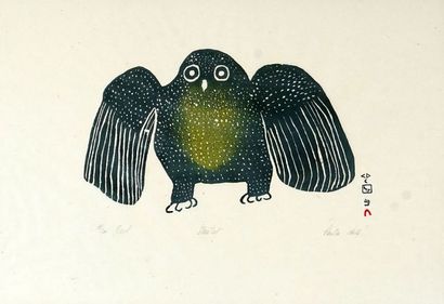  SAILA, Pauta (1916-2009) 
"Owl" 
Pierre gravée 
Signée et datée en bas à droite:...