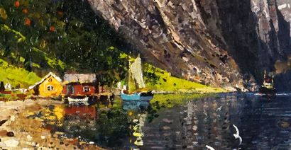  NORMANN, Adelsteen (1886-1960) 
Untitled - Lake scene 
Oil on canvasàSigned on he...