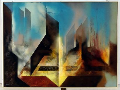  BELZILE, Louis (1929-) 
"Fusion" 
Huile sur toile 
Signée et datée en bas à gauche:...